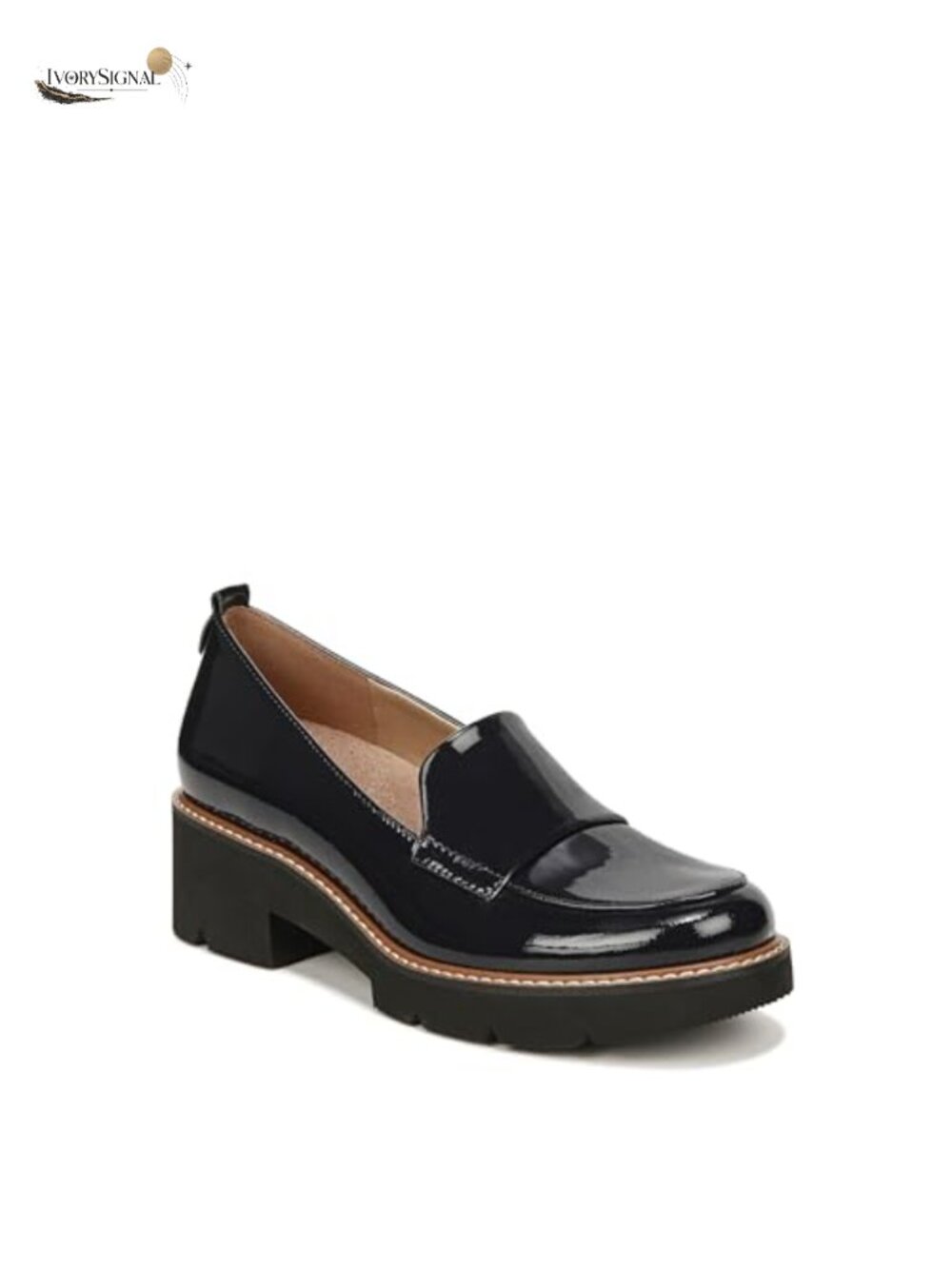 Women's Slip On Loafer with Lug Sole, Leather Upper, Cushioned Insole